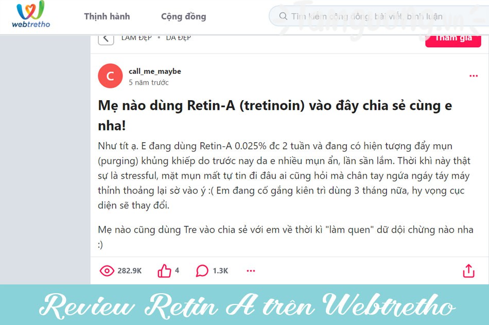 Reviews Retin A từ người dùng Webtretho, Sheis