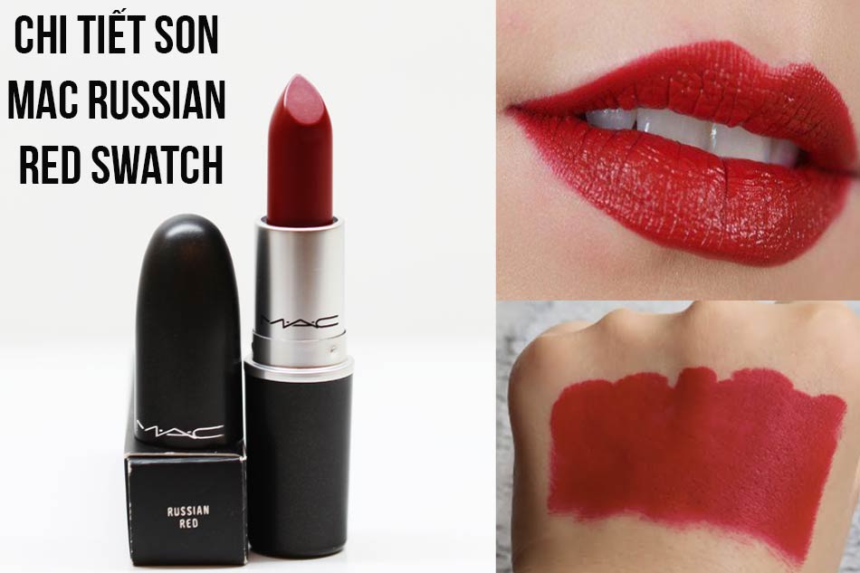 Chi tiết son Mac Russian Red Swatch