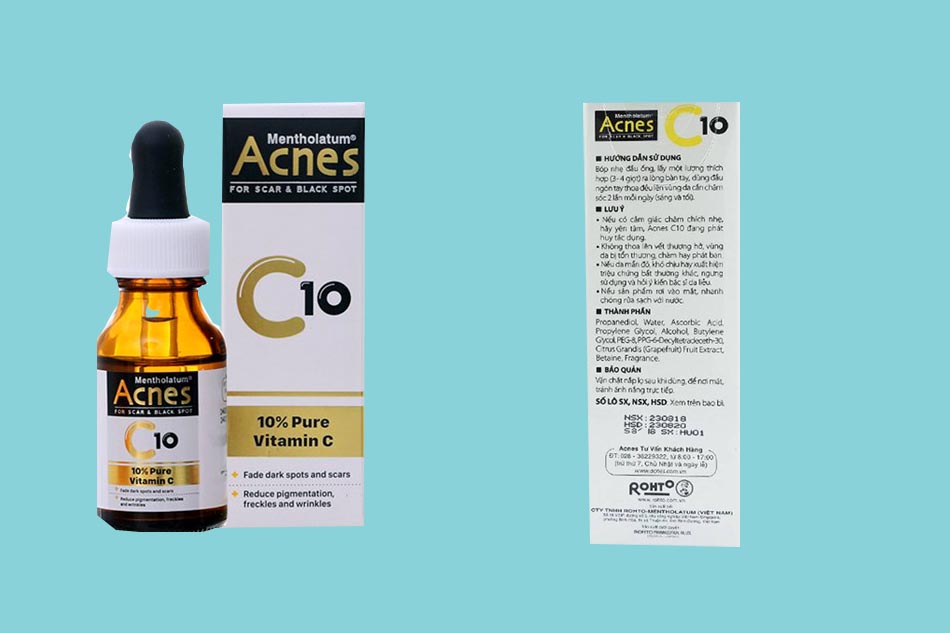 Thành phần của dung dịch vitamin C dưỡng da acnes c10 15ml