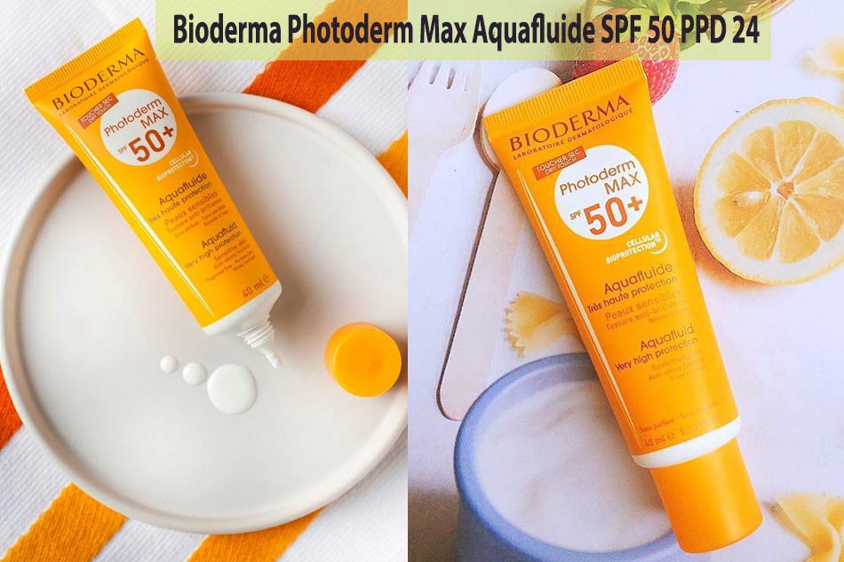 Kem chống nắng không cồn Bioderma Photoderm Max Aquafluide SPF 50 PPD 24 cho da khô, da nhạy cảm