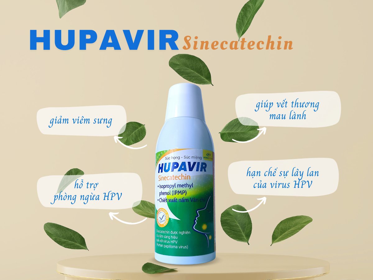 Dung dịch Súc họng - Súc miệng HUPAVIR Sinecatechin