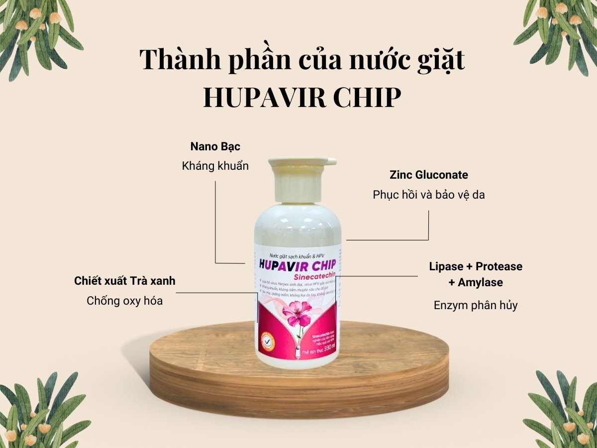 Nước giặt kháng khuẩn & HPV Hupavir Chip